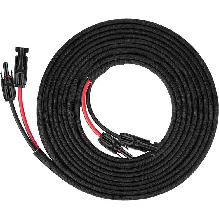 Ĝemeldrata Sun Panela Plilongiga Kablo - 30Ft 10AWG (6mm2) Suna Plilongiga Kablo